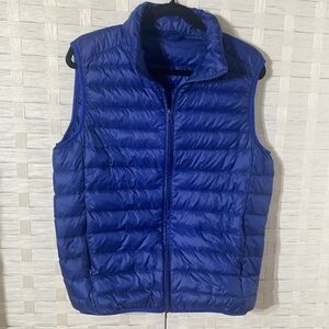 Quilted Cobalt Blue Lightweight Zip Up Puffer Vest with Two Side Zip Up Pockets